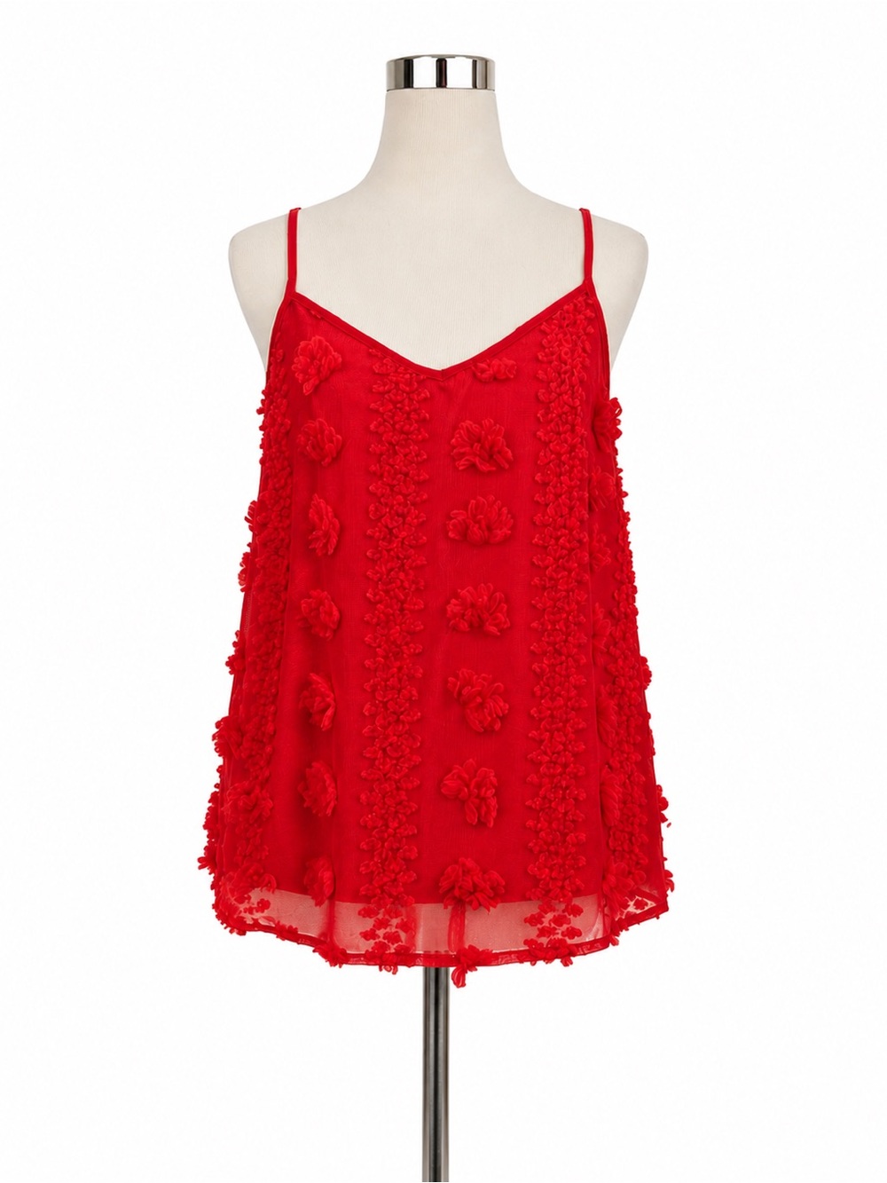 Perfectly Priscilla • NWT Red 3D Floral Applique Cami Tank Top Boho